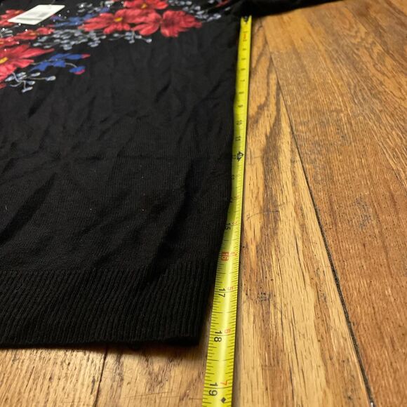 emily daniels black floral half sleeve jeweled knit sweater top size 3x nwt - Picture 4 of 7